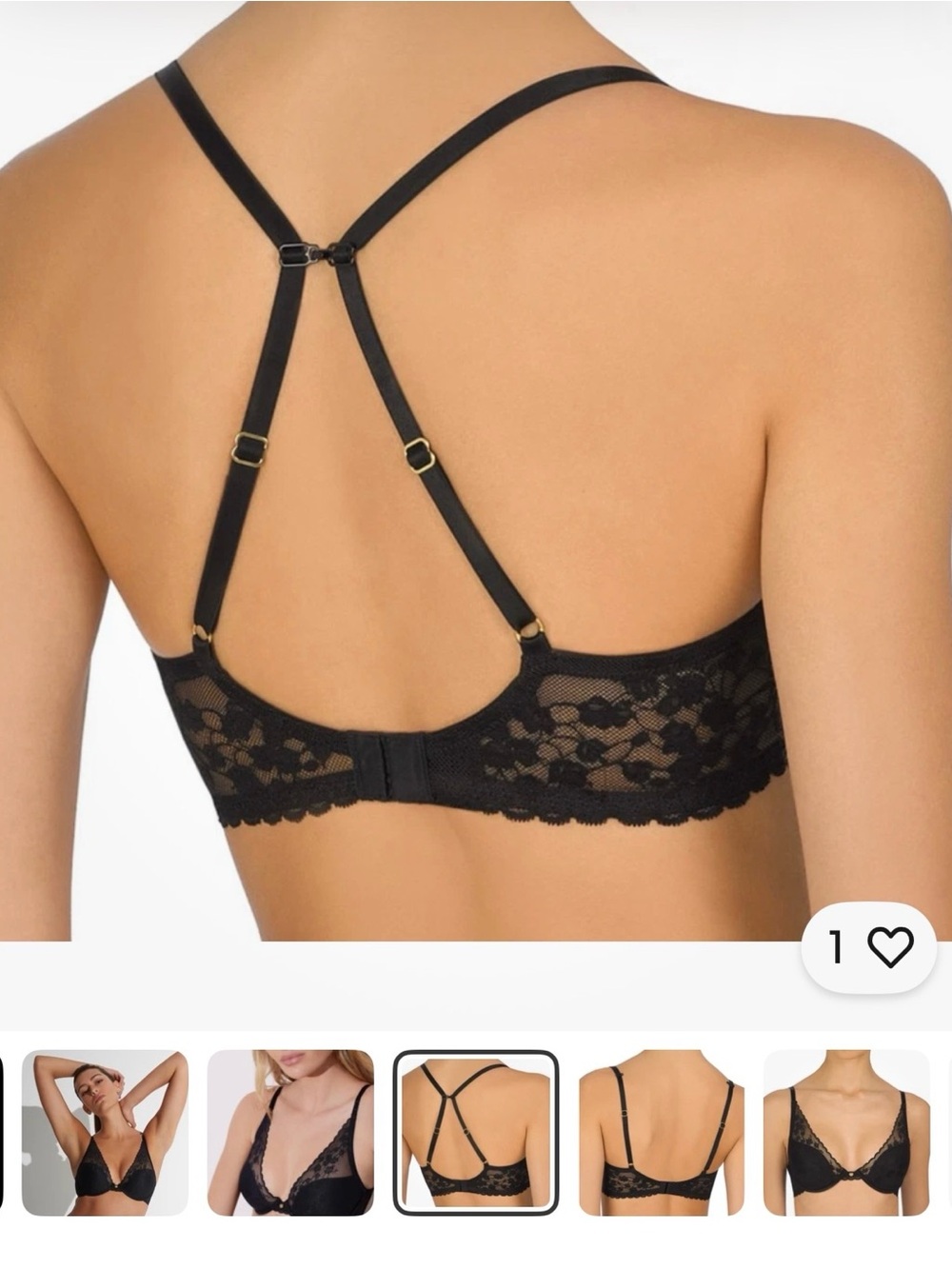 Natori 721191 Black Cherry Blossom Lace Underwire convertible Bra 32G (DDDD) - Picture 3 of 7